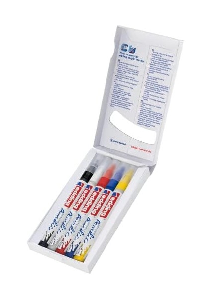 5300 Akrilik Markör 5'li Set, Temel Renkler, 5 Akrilik Boya Kalemi Seti, Ince Yuvarlak Uç 1-2 mm