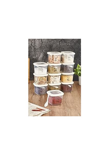 Vienev Siyah Serigrafi Etiketli Kaşıklı Foly Erzak Saklama Kabı 12'li Set Küçük Boy 0,55 Litre Beyaz