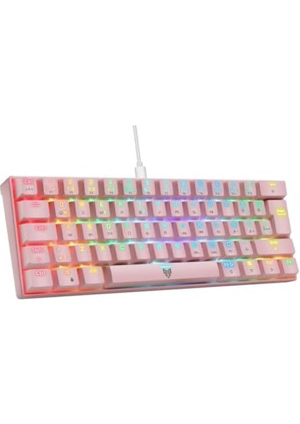 Majesty 62 Tuşlu Rgb Mini Gaming Oyuncu Mekanik Klavye Red Switch Pembe modelleri