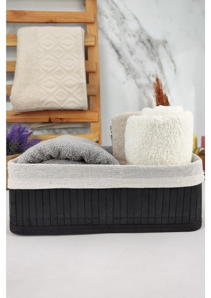 Bambu Çok Amaçlı Saklama Kutusu Düzenleyici Orta Boy Organizer Siyah 29X19X10 cm - CL-6006-5