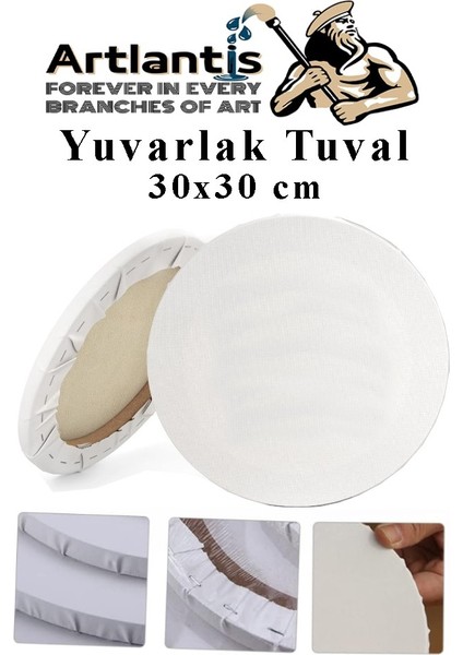 Kare Yuvarlak ve Altıgen Tuval 30 cm 2 Li 1 Paket 30X30 cm Arkadan Zımbalı Astarlı Resim Tuvali Akrilik Yağlı Boya