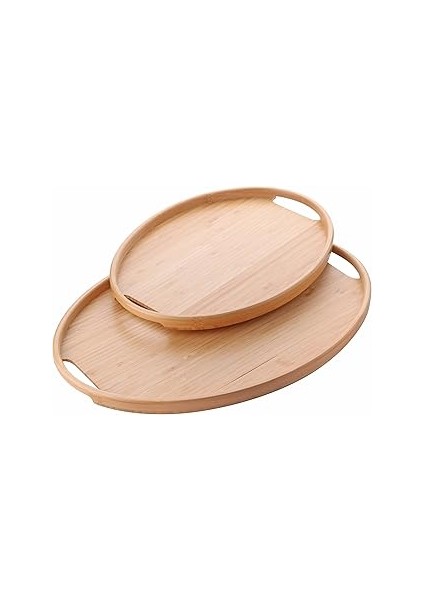 2'li Bambu Tepsi Seti, Ince Tasarım Özel Üretim Oval 2'li Bambu Tepsi Seti (36 * 26 * 1cm-45 * 31.5 * 1cm)