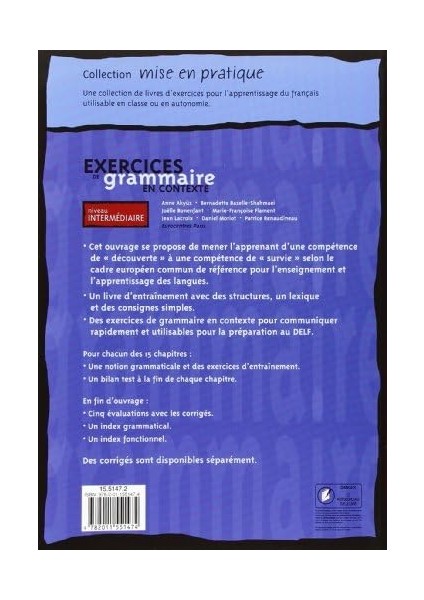 De Grammaire En Contexte: Livre De L'eleve A2 - Niveau Intermedi: Livre De L'eleve - Niveau Elementaire