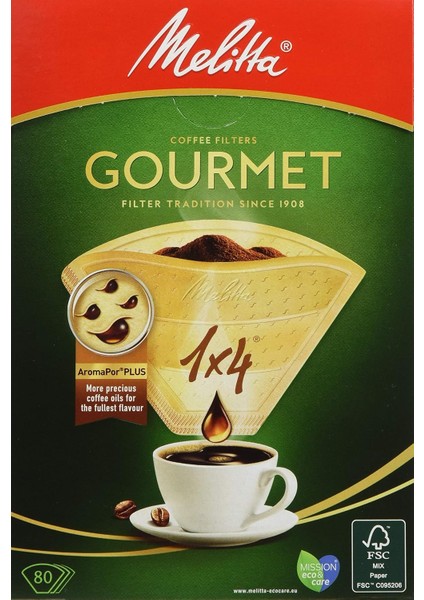 1x4 Gourmet Filtre Kağıdı, 80 Adet, Yüksek Kalite, Rahat Kullanım, Beyaz