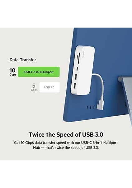 6'sı 1 Arada Usb-C Hub, Sd/microsd Kart Okuyuculu iMac 24" Için Arkaya Monte Edilebilir Bağlantı Istasyonu, 2 Usb-A Bağlantı Noktası, Usb-C Bağlantı Noktası Hızlı Veri Aktarımı ve Çevre Birimleri, Beyaz, INC011BTWH modelleri