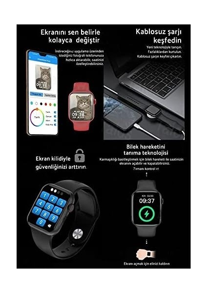 Akıllı Saat Watch 7 Ip7 Su Geçirmez Bluetooth Arama Sıcaklık Ölçüm Sağlık Izleme 1, 75 Inch Ekran Kablosuz Şarj, Coverzone, Watch 7 Akıllı Saat fiyatları