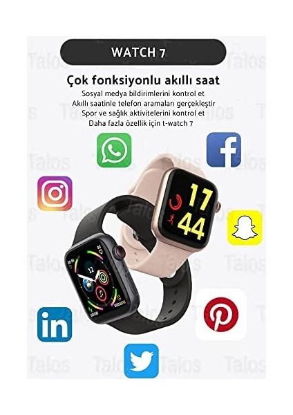 Akıllı Saat Watch 7 Ip7 Su Geçirmez Bluetooth Arama Sıcaklık Ölçüm Sağlık Izleme 1, 75 Inch Ekran Kablosuz Şarj, Coverzone, Watch 7 Akıllı Saat modelleri