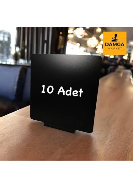 Pvc Etiket Tutucu, Standlı Yazılıp Silinebilir Siyah Etiketi Seti - 10 Adet