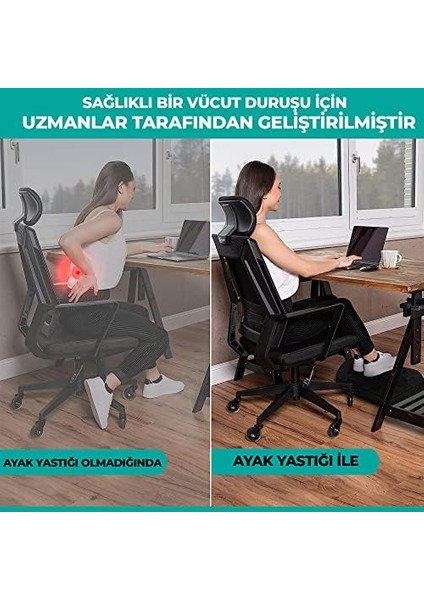 - Çalışma Masası Altı Için Ergonomik Ayak Desteği, Ofis Koltuğu ve Oyun Koltuğu Için Ayak Yastığı, Ayak Koyma Yeri Taburesi, Yarım Silindir Masa Altı Ayak Minderi Ayaklık
