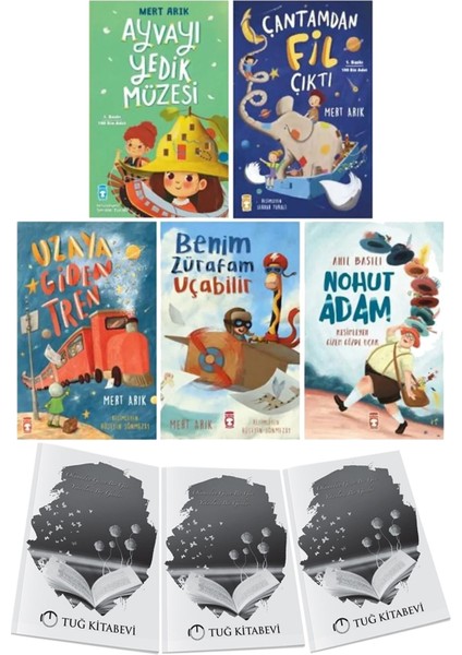 Ayvayı Yedik Müzesi-Çantamdan Fil Çıktı-Uzaya Giden Tren-Benim Zürafam Uçabilir-Nohut Adam 5li Set Mert Arık & Anıl Basılı + Hediyeli