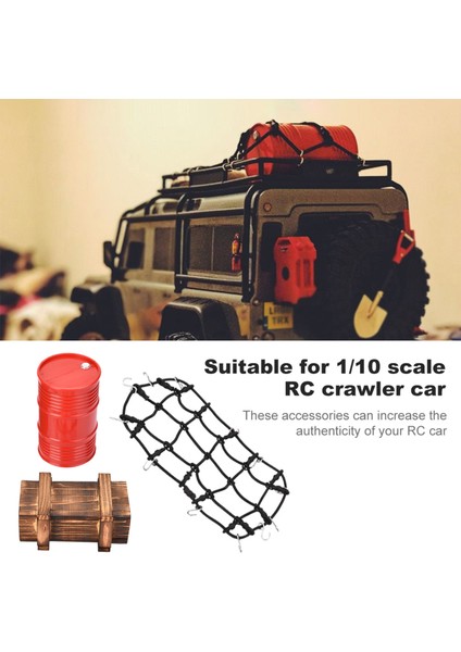 Bagaj Ağı Ahşap Kutu Dekoratif Yağ Bidonu Seti 1/10 Ölçekli Rc Paletli Araba Için (Yurt Dışından)