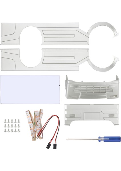 Rc Geniş Gövde Kiti Büyük Çevreleyen Kapak LED Işık Modifikasyon Kitleri Wpl D12 Rc Kamyon Silverblue (Yurt Dışından)