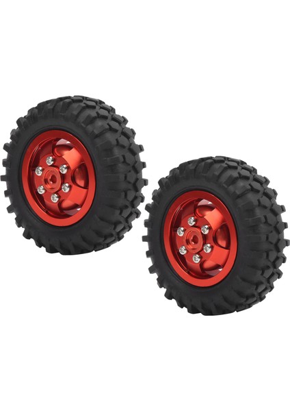 2 Adet Kamyon Tekerleği Ka Lastik 55MM Çap Alüminyum Alaşımlı Wpl D12 1/10 Rc Araba Için Uygun Kırmızı (Yurt Dışından) modelleri