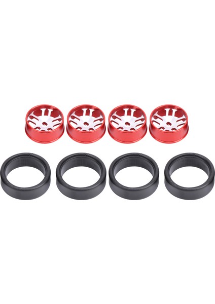 4 Adet 1/28 Rc Araba Alüminyum Alaşımlı Metal Tekerlek Göbeği Plastik Lastik Tekerlekler 20X8MM Yedek Parçalarkırmızı (Yurt Dışından)