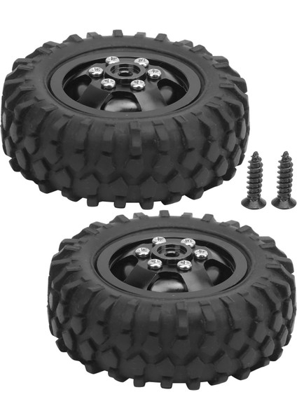 2 Adet Kamyon Tekerleği Lastik Lastik 55MM Dia Alüminyum Alaşım Için Fit Wpl D12 1/10 Rc Carblack (Yurt Dışından)
