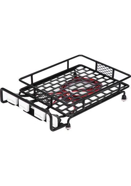 Büyük Boy Tavan Rafı Bagaj LED Işıklı Quadrate SCX10 1/10 Rc Araba Için (2 Beyaz 2 Kırmızı) (Yurt Dışından)