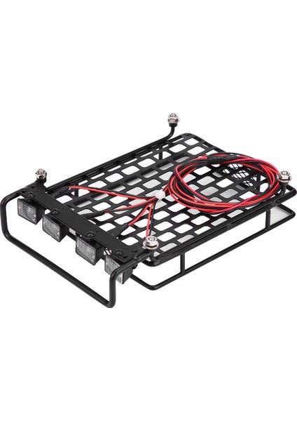 Büyük Boy Tavan Rafı Bagaj LED Işıklı Quadrate SCX10 1/10 Rc Araba Için (2 Beyaz 2 Kırmızı) (Yurt Dışından)