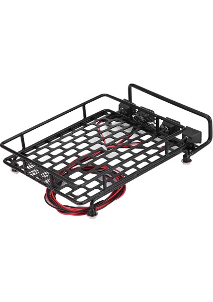 Büyük Boy Tavan Rafı Bagaj LED Işıklı Quadrate SCX10 1/10 Rc Araba Için (2 Beyaz 2 Kırmızı) (Yurt Dışından)