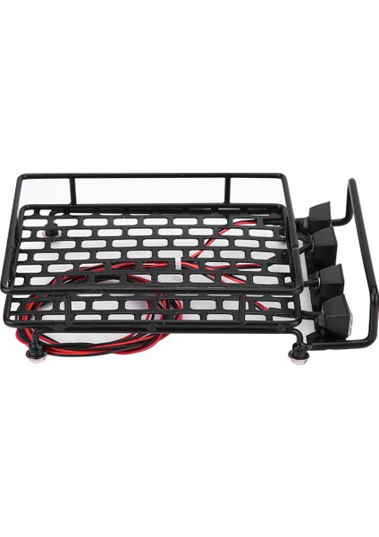 Büyük Boy Tavan Rafı Bagaj LED Işıklı Quadrate SCX10 1/10 Rc Araba Için (2 Beyaz 2 Kırmızı) (Yurt Dışından)