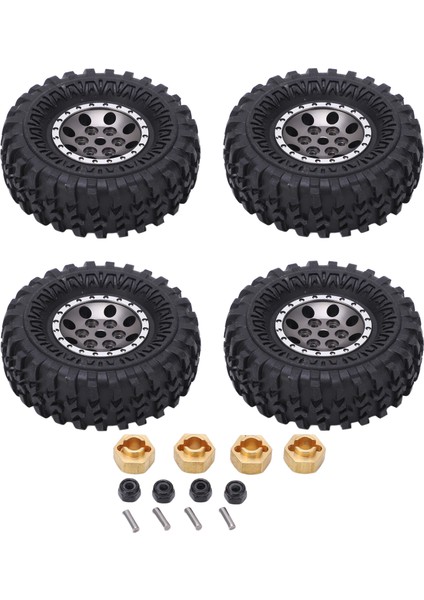 4 Adet 55MM Rc Ka Lastikler Alüminyum Alaşımlı Jant Jantlar Pirinç Birleştirici Eksenel SCX24 1/24 Rc Cartitanium Renkli (Yurt Dışından)