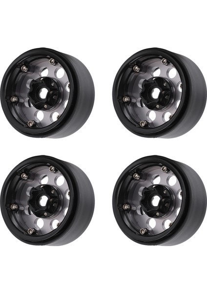 4 Adet 1.9 Inç Rc Metal Beadlock 8 Yuvarlak Delik Jant Göbekleri Axial SCX10 90046 Rc 1/10 Araba Titanyum Rengi (Yurt Dışından) modelleri