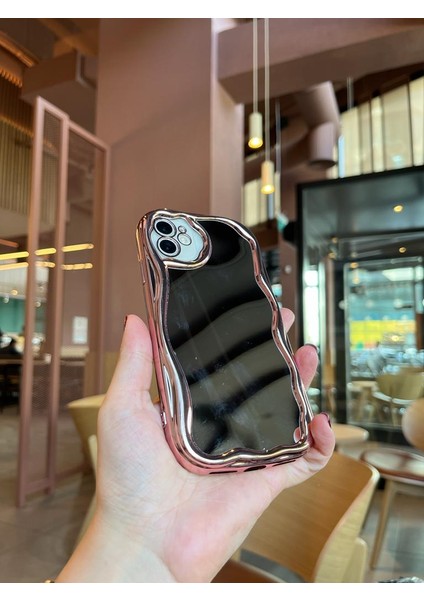 iPhone 11 Pro Max Ayna Efektli Rose Kıvrımlı Telefon Kılıfı