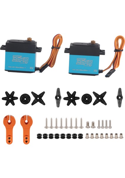 2 Adet 35KG Çekirdeksiz Motor Dijital Servo Tam Metal Dişli Servo Su Geçirmez 1/8 1/10 Rc Araba Için (Yurt Dışından)