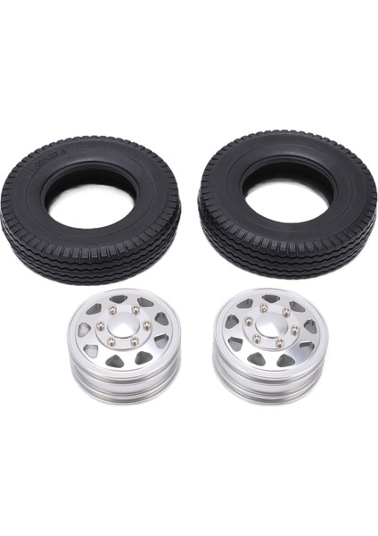 Tamiya 1/14 Rc Römork Traktör Kamyon Gümüş Için 22MM Genişliğinde Ka Lastikli 2 Adet Metal Ön Göbek (Yurt Dışından)