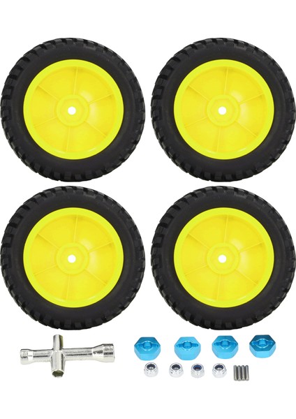 4 Adet 1/10 Rc Tekerlekler Yüksek Aşınma Direnci Güçlü Yastıklama Rc Lastik Lastikler Rc Lastikler Için Fındık ile 1/10 Spor Araba Sarı (Yurt Dışından)