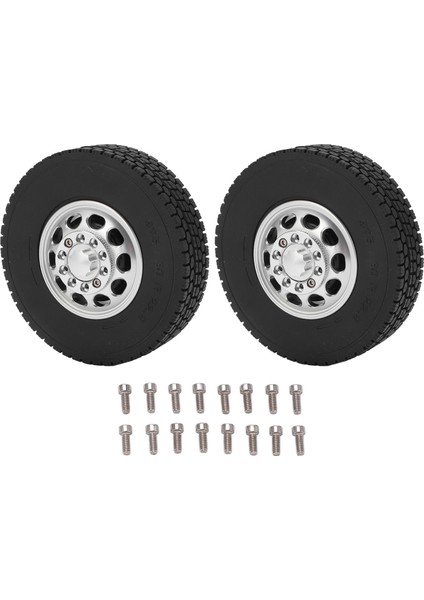 Tamiya 1/14 Traktör Kamyon Için 2 Adet 85MM Alüminyum Ön 10 Delikli Lastikli Jantlar (Yurt Dışından)
