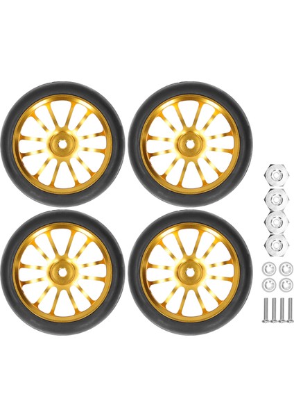 Adet 63MM Uzaktan Kumandalı Metal Tekerlek Göbeği Lastikleri Wpl D12 Rc Kamyon Altın Için Adaptörlü (Yurt Dışından)