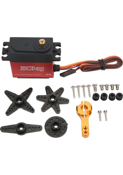 Rc 30KG Servo Alüminyum Alaşımlı Su Geçirmez Hızlı Tepki Anti Parazit Rc Direksiyon Motoru ile 25T Metal Servo Kol (Yurt Dışından)