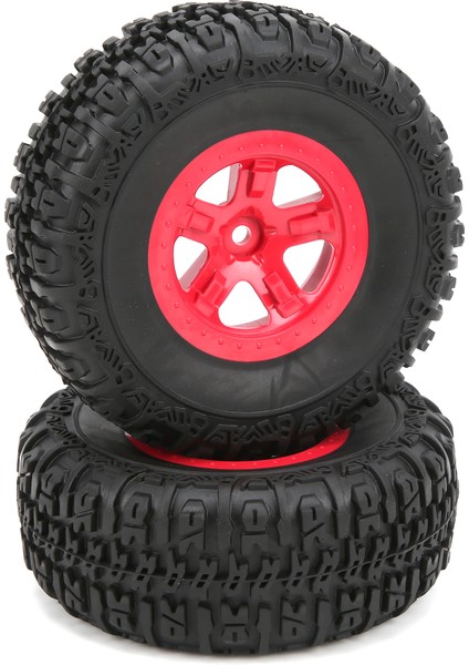 2 Adet Jant ve Lastikler Seti Traxxas Slash 1/10 Rc Kısa Kulvar Kamyon Lastikleri Yükseltme Parçaları Kırmızı (Yurt Dışından)