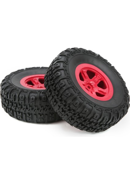 2 Adet Jant ve Lastikler Seti Traxxas Slash 1/10 Rc Kısa Kulvar Kamyon Lastikleri Yükseltme Parçaları Kırmızı (Yurt Dışından) modelleri