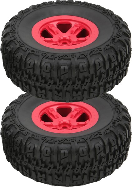 2 Adet Jant ve Lastikler Seti Traxxas Slash 1/10 Rc Kısa Kulvar Kamyon Lastikleri Yükseltme Parçaları Kırmızı (Yurt Dışından) indirimleri