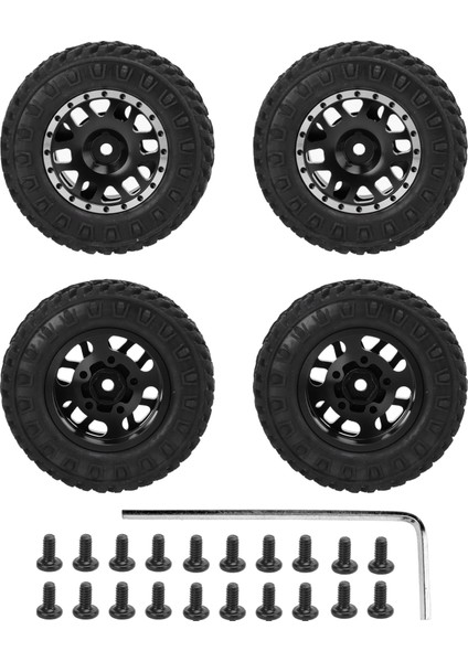 Axıal SCX24 1/24 Rc Araba Için 4 Adet 55MM Ön Arka Lastik Lastik ve 12 Kollu Metal Jant Setisiyah (Yurt Dışından)