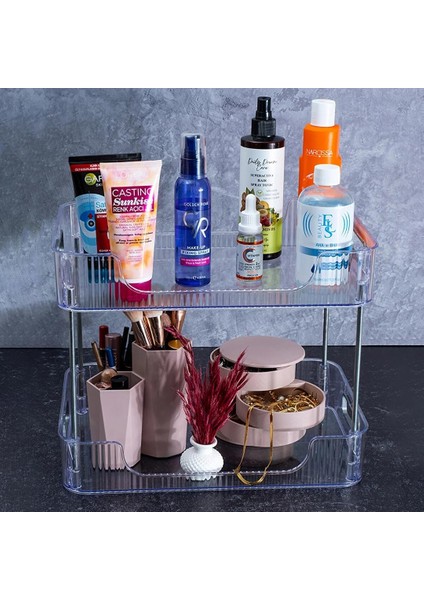 HMU-002 Çok Amaçlı Organizer Makyaj Düzenleyicisi 2 Katlı Raf