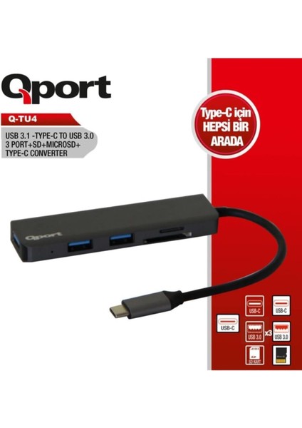 USB Type-C-Usb3.0+Sd+Mıcro Sd+Type-C Çev. (Q-Tu4)