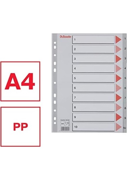 1-10 Rakam Separatör, A4, Gri, 100105 modelleri