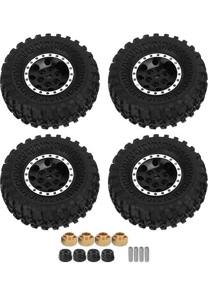 4 Adet 55MM 8 Delikli Ka Tekerlek Lastikleri Alüminyum Alaşımlı Jantlar Axial SCX24 1/24 Rc Araba Içinsiyah (Yurt Dışından)