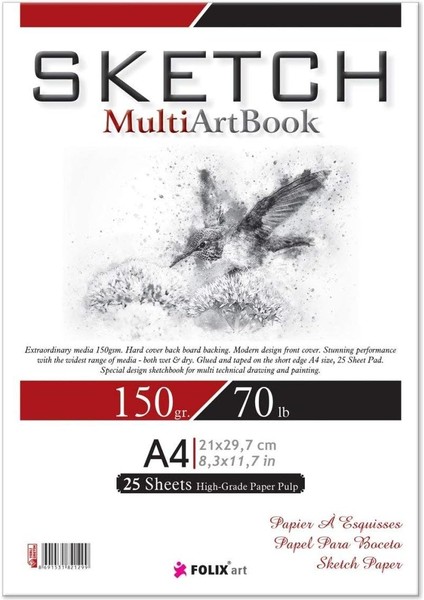 Sketchbook Zigana A4 Tutkallı 150 Gr. Beyaz 25 Yaprak