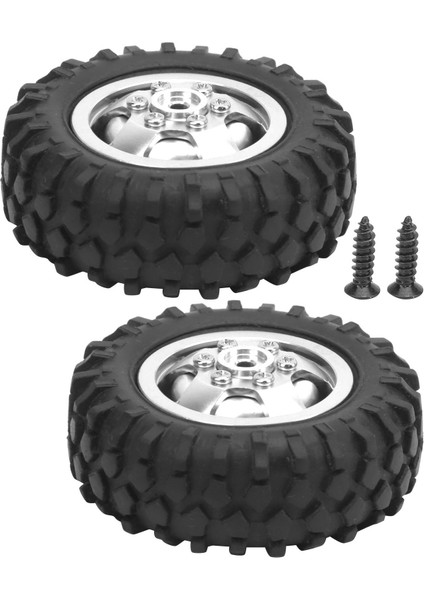2 Adet Kamyon Tekerleği Ka Lastik 55MM Çap Alüminyum Alaşımlı Wpl D12 1/10 Rc Araba Için Uygun Gümüş (Yurt Dışından)