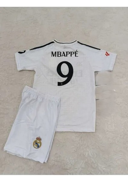 Reall. Madridd. Mbappe Çocuk Alt-Üst Takım T-Shrt +Şort+Çorap+Bileklik
