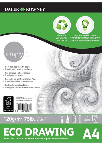 Rowney Eco Drawing Eskiz Blok - A4 - 120GR -