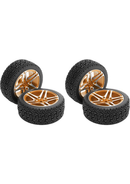 4 Adet Rc Tekerlekler ve Lastikler Seti Alüminyum Wheelhub Lastik Lastik Için Hsp 94122 94123 TT01 WF06 1/10 Rc Araba Paletli Altın (Yurt Dışından)