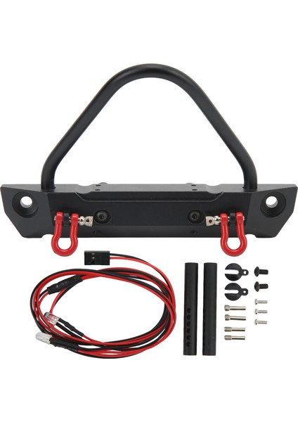 Rc Araba Ön Tampon Alüminyum Alaşımlı Ön Tampon Için Lamba ile Eksenel SCX10 90046 90047 1/10 Rc Paletli Araba Siyah (Yurt Dışından)