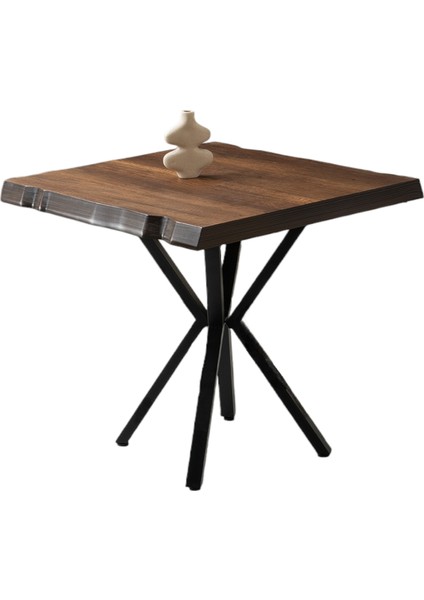 Kütük Barok Ceviz Desen Mdf Sabit 80X80 Masa