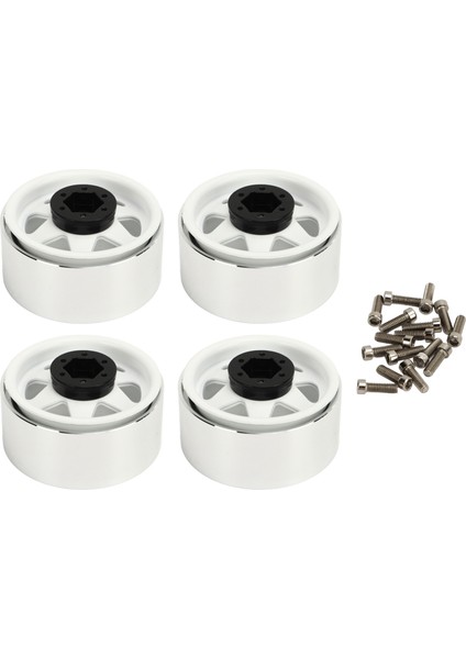 4 Adet Beadlock Jant Ofset-8.9 mm Metal Derin Çanak Tekerlek Göbeği Jantlar Eksenel SCX10 90046 1.9 Inç Beyaz (Yurt Dışından)
