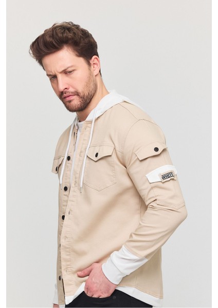 Erkek Slim Fit Dar Kalıp Kapüşonlu Detaylı Kot Gömlek indirimleri