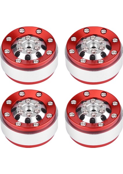 4 Adet Rc Araba Alüminyum Alaşım Beadlock Jant Hub Wpl 1/16 Rc Askeri Kamyon (Gümüş Kırmızı) (Yurt Dışından)